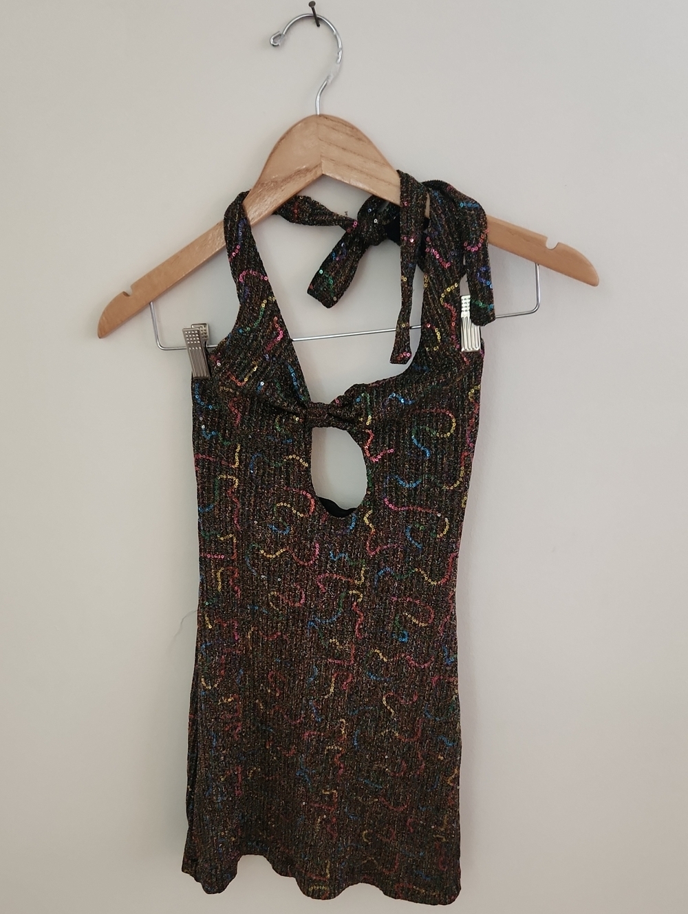 NWT Urban Outfitters Gemma Sparkly Halter Mini Dress XS - Picture 5 of 8